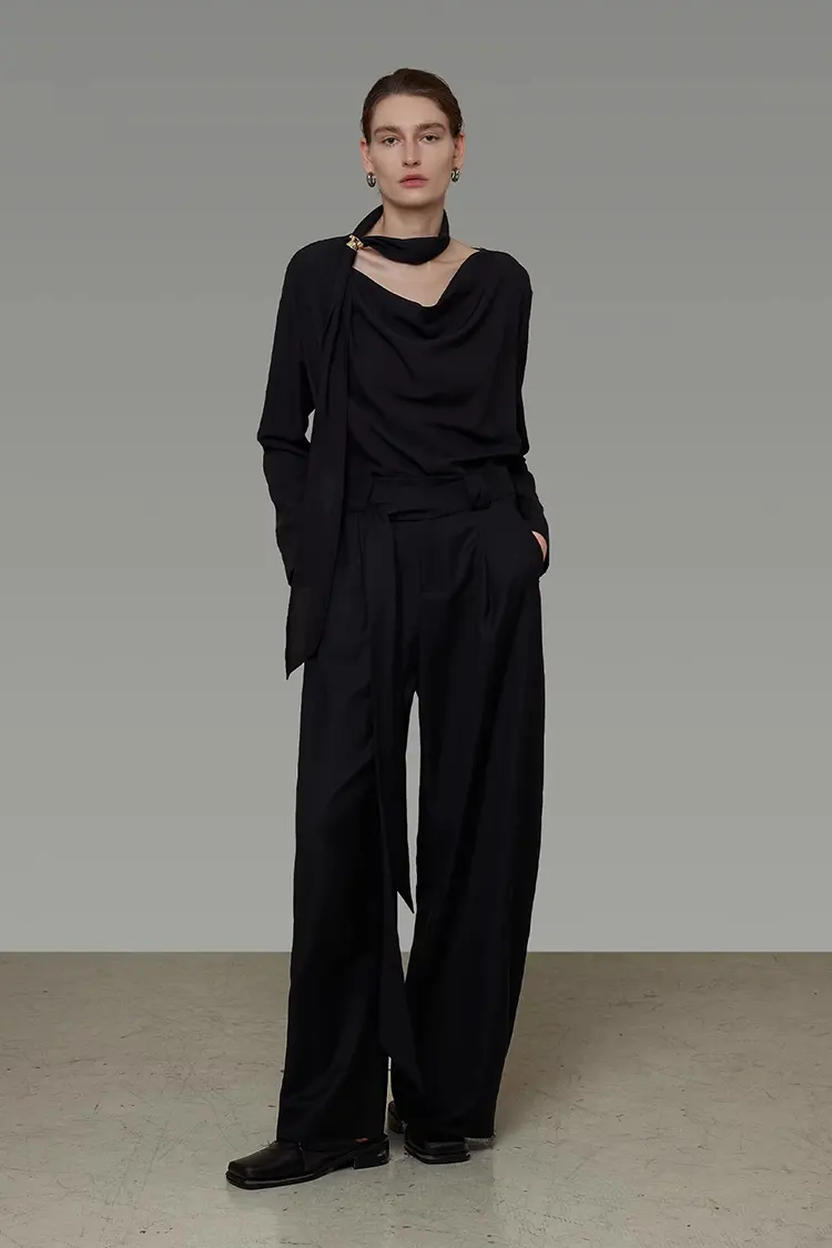 Women's Black Office Long Sleeve Blouse