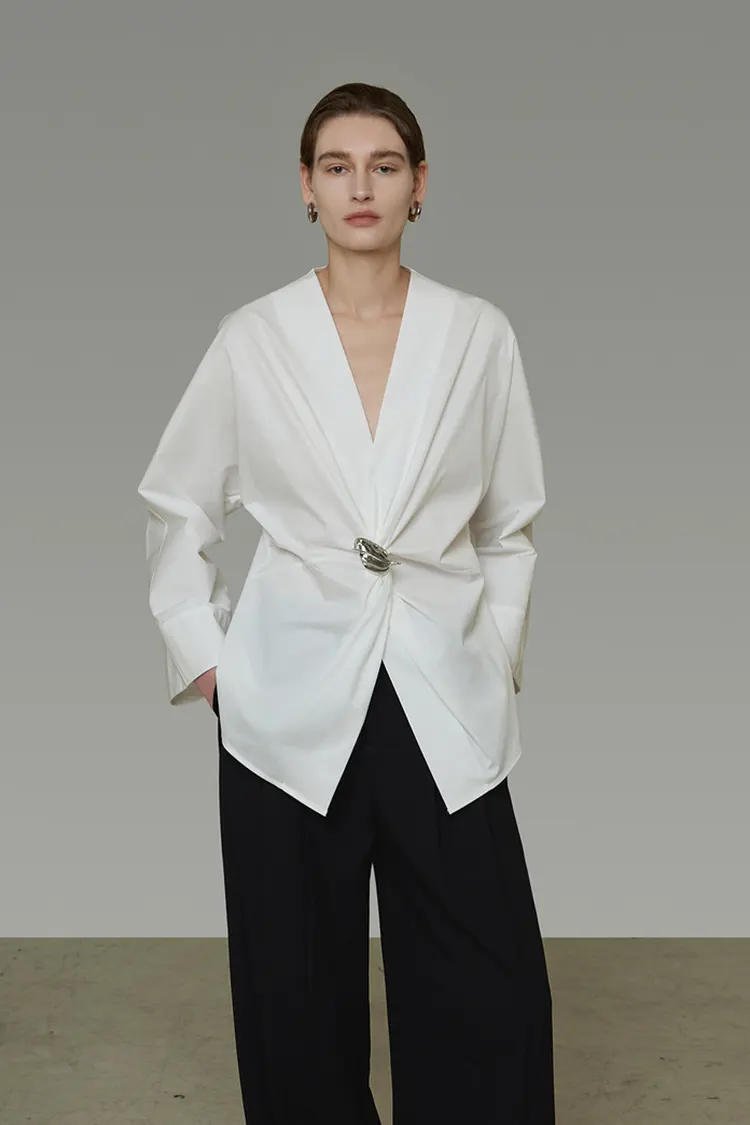 Women's Metal Buckle Party Blouse