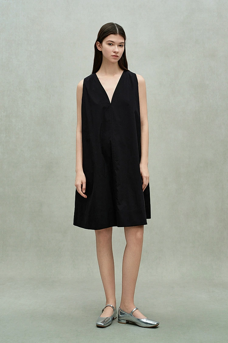 Kvinders bomuld uformelle dykker V-hals kjole