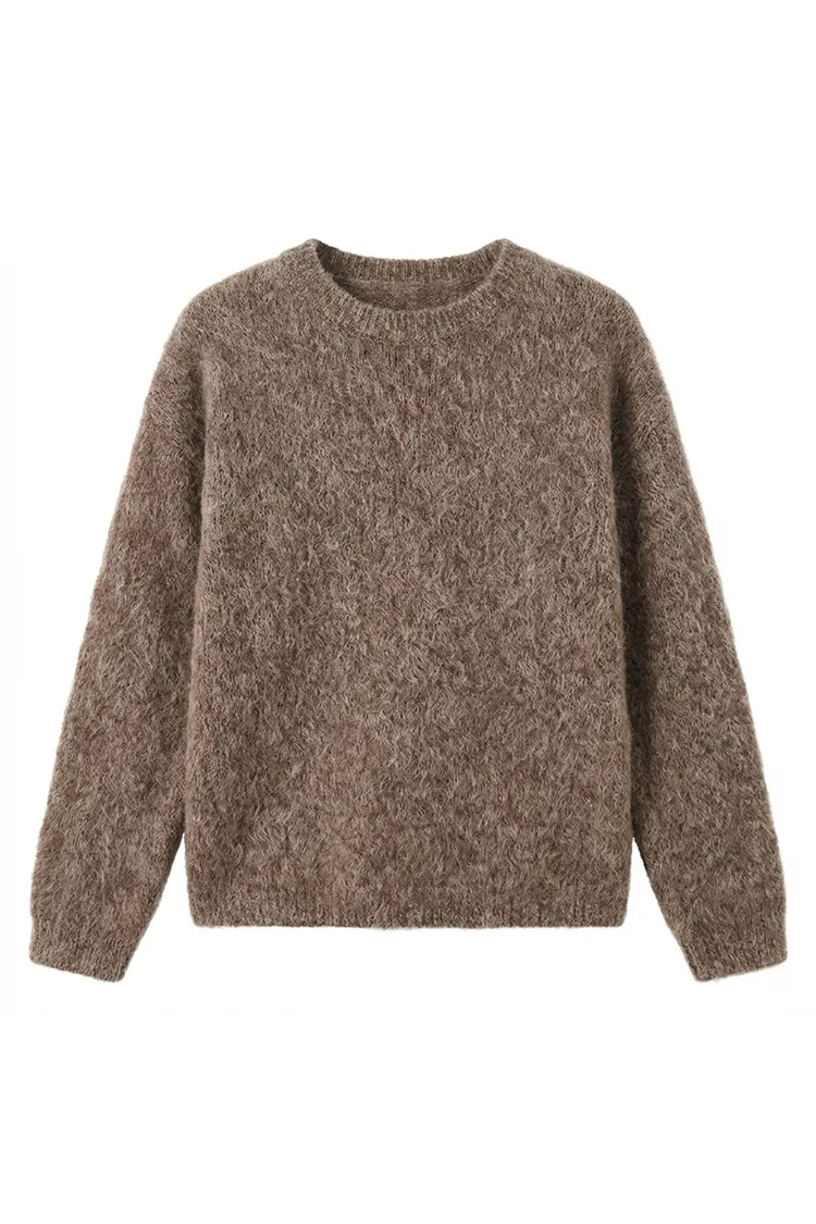 Cashmere sweater med rund hals til kvinder