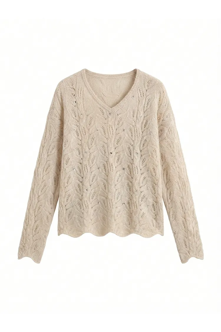 Slank cashmere sweater med V-hals til kvinder